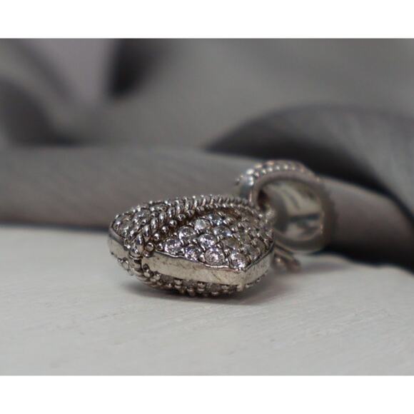 Judith Ripka Sterling Silver CZ Puffy Heart Pendant 7.3G / 1.1in - Picture 2 of 5